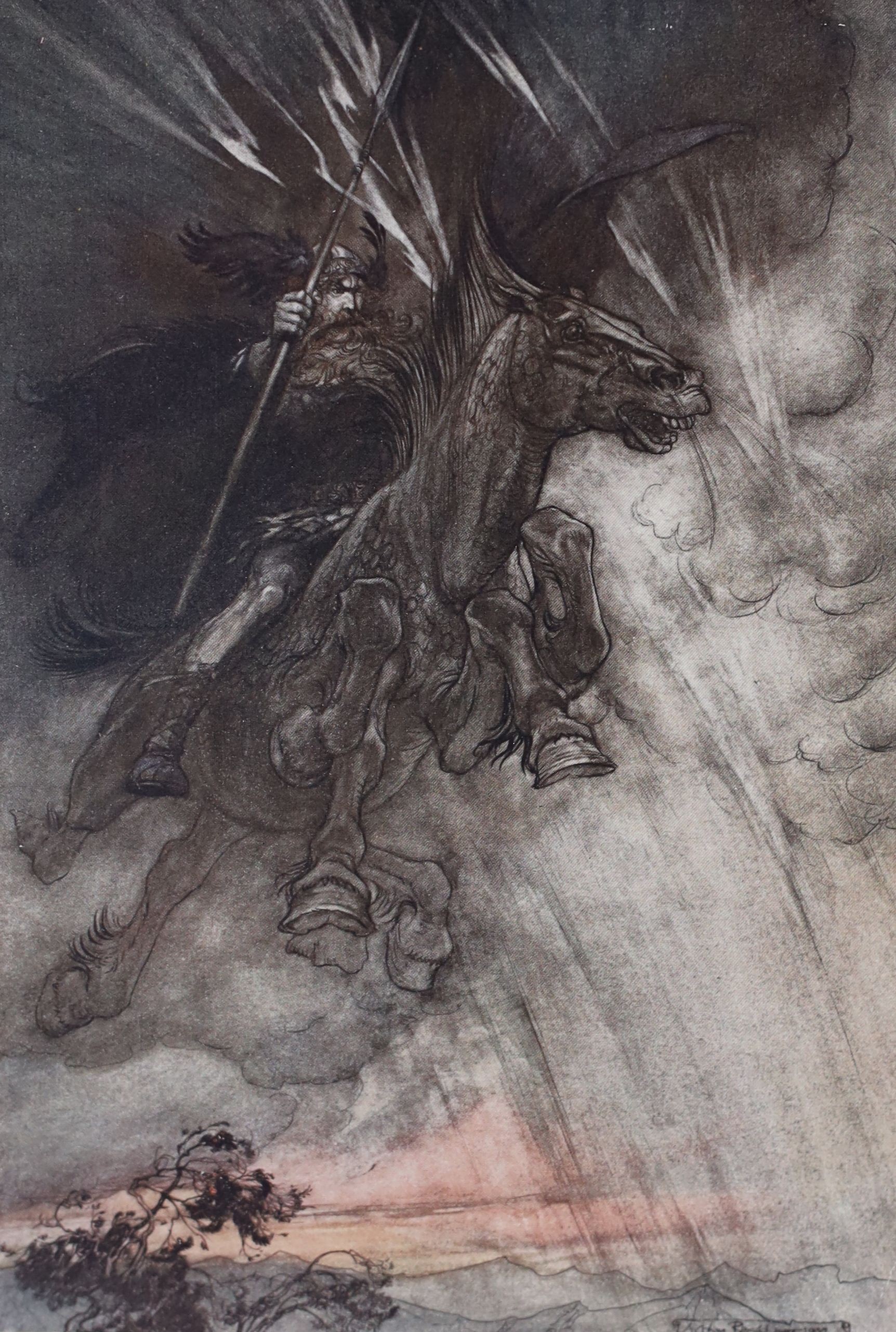 Rackham, Arthur (illustrator) - 5 works:- The Rhinegold and the Valkyrie, second impression, 1910; Siegfried & the Twilight of the Gods, ; Some British Ballads, tear to upper left of blue cloth front board, [1919]; Undin